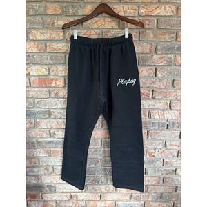 Playboy Y2K Black Sweatpants Size‎ Small Wide Leg Logo Pacsun Bunny Cursive